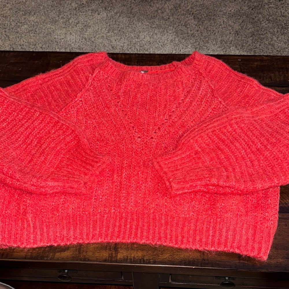 Free People Carter Cozy Red Sweater Large NWOT
